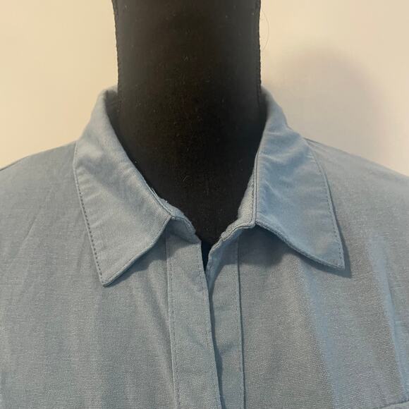 White Mark women's dress Large blue collared button down roll up long sleeves - Picture 9 of 11